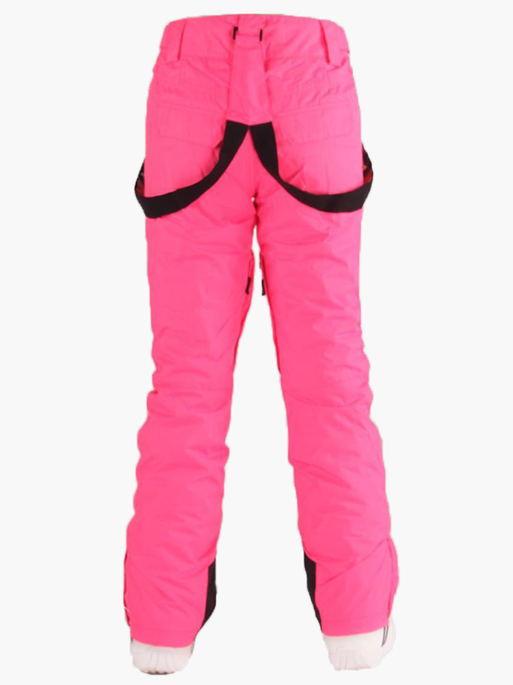Women's Snow Pants Breathable Warm Windproof Ski Pants Winter Outdoor  Sports Waterproof Ski Bibs Climbing Trekking Snowboarding Pants (Color :  Pink