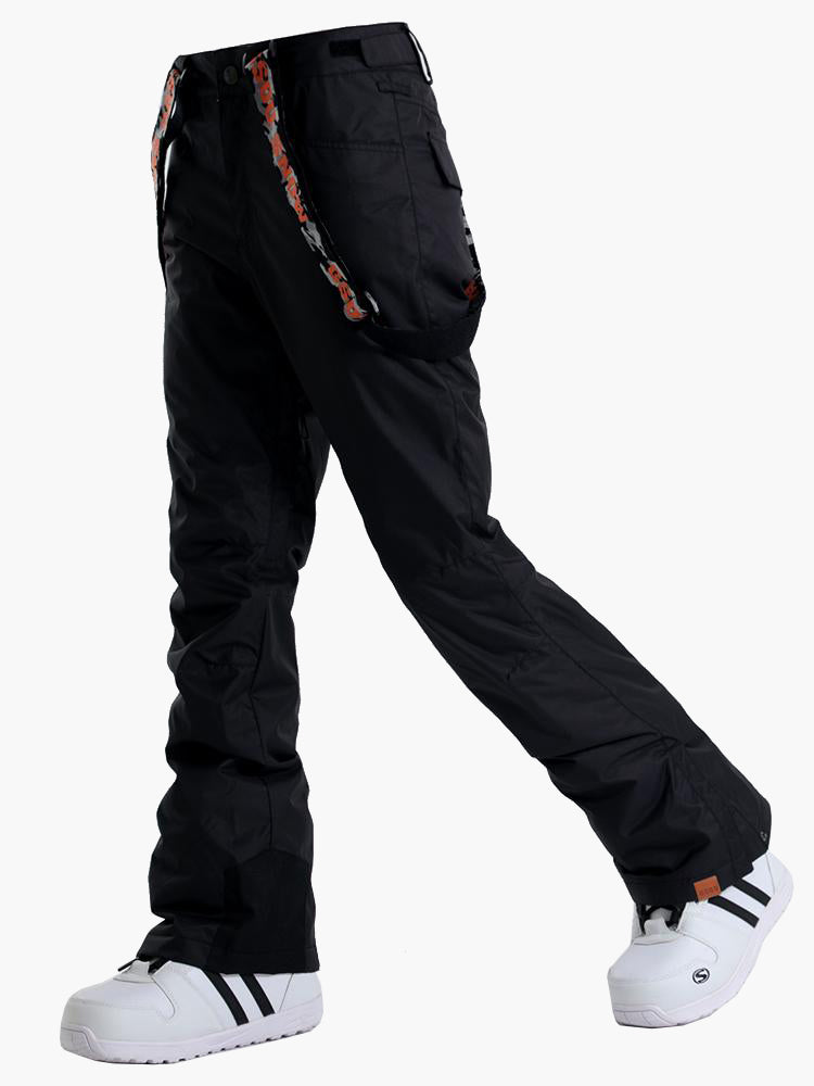 Black Thermal Warm High Waterproof Windproof Women's Ski Pants