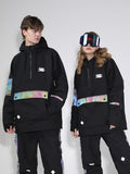 Unisex Winter 2021 Black Waterproof Colorful Fluorescent Ski Jacket