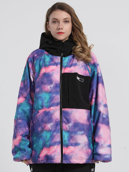 Unisex 2021 Purple Starry Sky Snow And Windproof Warm Double Board Veneer Snow Jacket