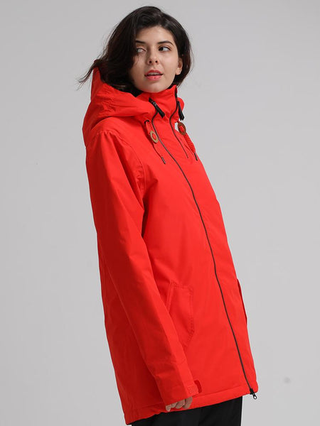 Womens Red Ski Jacket 10K Windproof and Waterproof Snowboard Jacket，Machine washable