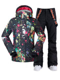 Brand Women Waterproof Snowboard Sets Black Ski Jacket Pants Suits