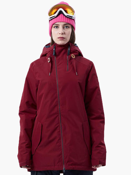 Womens Red Ski Jacket 10K Windproof and Waterproof Snowboard Jacket