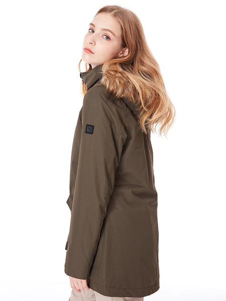 Women ArmyGreen Ski Jacket 15K Windproof and Waterproofï¼?00% Polyester，Outdoor clothing