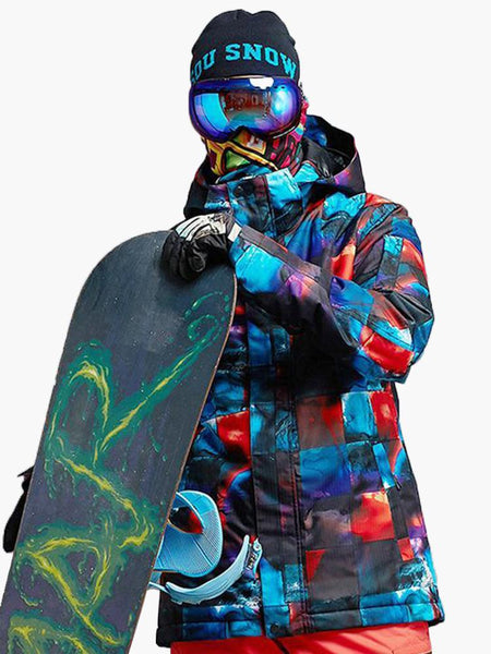 Snow Men's High Windproof Technology Colorfull Printed Snowboard&Ski Jacket Set