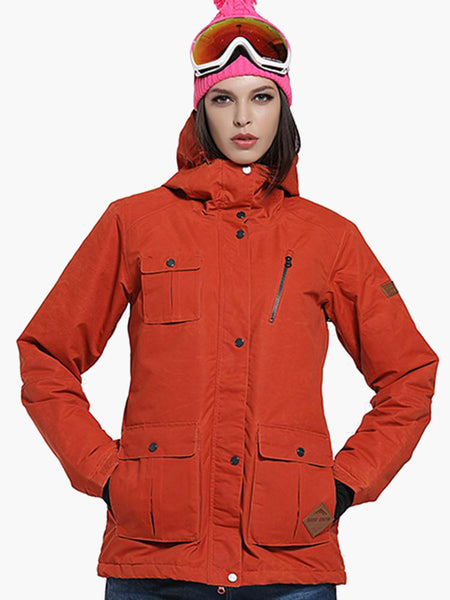 Womens Red Ski Jacket 10K Windproof and Waterproof Ski Jacket，Machine washable