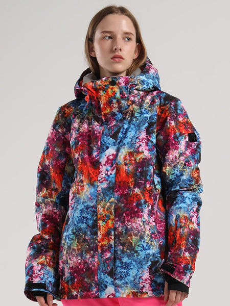 Womens Colourful Snowboard Jacket 10K Windproof and Waterproof Ski Jacket，Machine washable