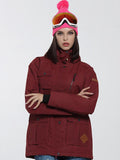 Womens Red wine Ski Jacket 10K Windproof and Waterproof Snowboard Jacket，Machine washable