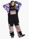 Unisex 2021 Waterproof Fluorescent Colorblocking Sling Single and Double Board Ski Pants