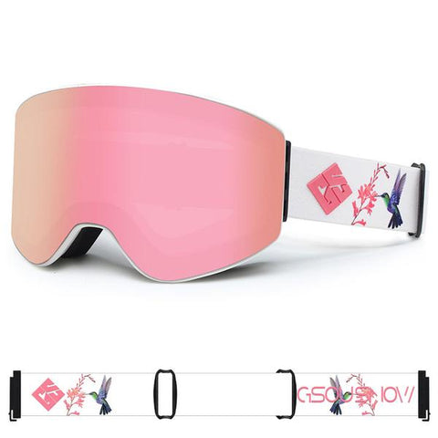 Pink Unisex High-end Winter Mountain Frameless Ski Goggles